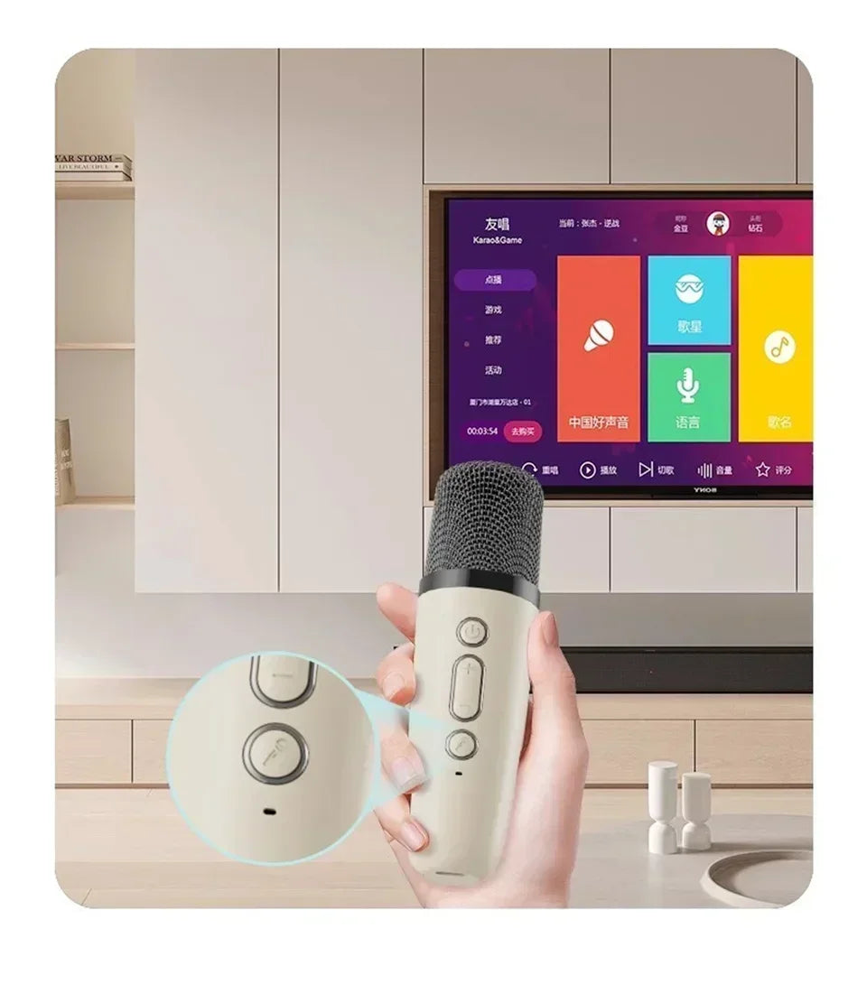 Bluetooth Speaker K12 Portable Karaoke Machine 5.3 PA System With 2 Wireless Microphones Home Family Singing Children's Gifts