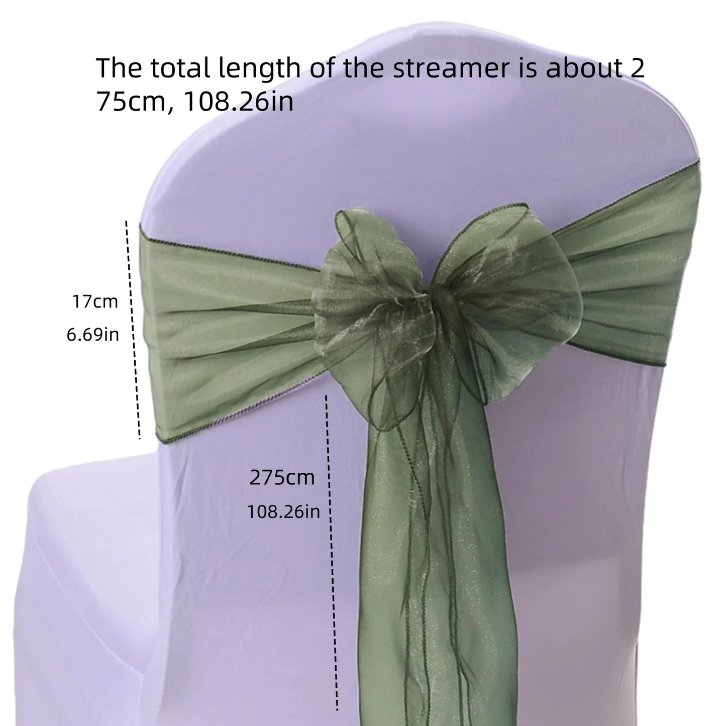 Satin chair belt wedding banquet party event decoration chair bow yarn tie chair back flower