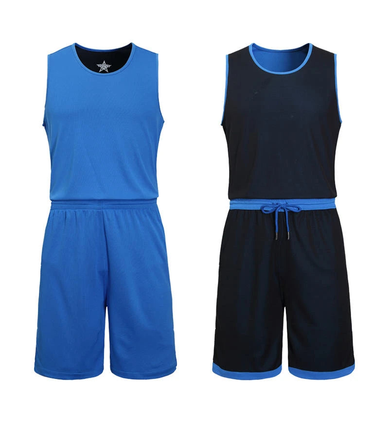 NASA GISS Double sided Basketball Suit Ice Silk Sports Set Men's Summer Quick Drying Men's Running and Fitness Sleeveless T-shir