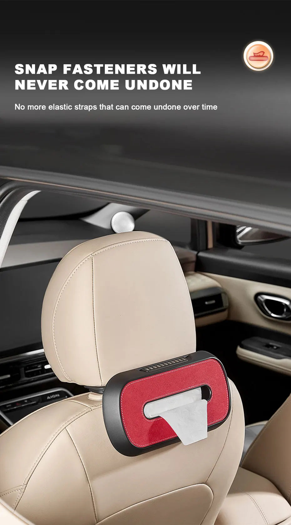 BLALION Car Tissue Box with Temporary Parking Card Sun Visor Backseat Tissue Holder Leather Case Auto Interior Accessories