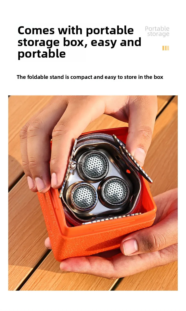 Outdoor three-head stove camping portable folding cassette stove mini gas camping windproof fierce fire stove