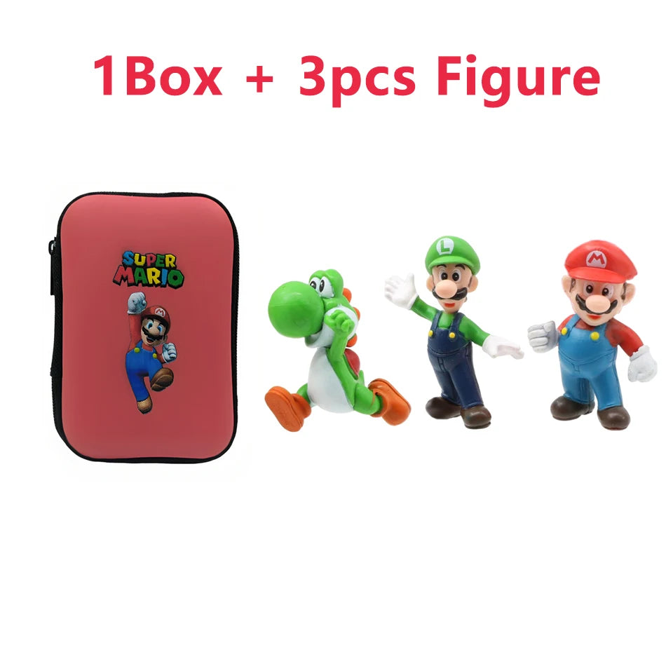 Set 3pcs/Bag Super Mario Bros 4-7cm PVC Action Figure Toys Model Set Luigi Yoshi Donkey Kong Mushroom for kids birthday gift