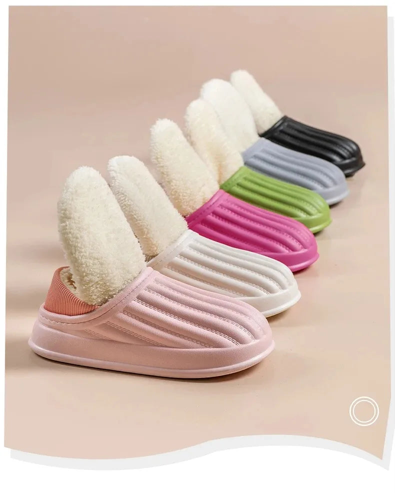 Winter Warm Cotton Slippers for WOMEN'S Home Wear, Thickened Waterproof, Snow Proof, Warm and Minimalist Couple Cotton Shoes