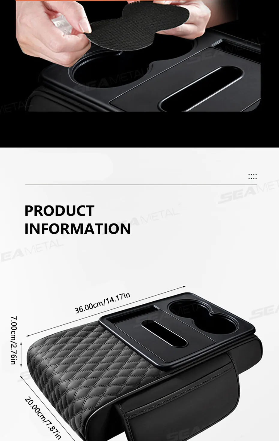 BLALION Car Armrest Box Thicken Height Pad Arm Rest Cushion with Tissue Box Cup Holder Memory Cotton Elbow Support Height Pad