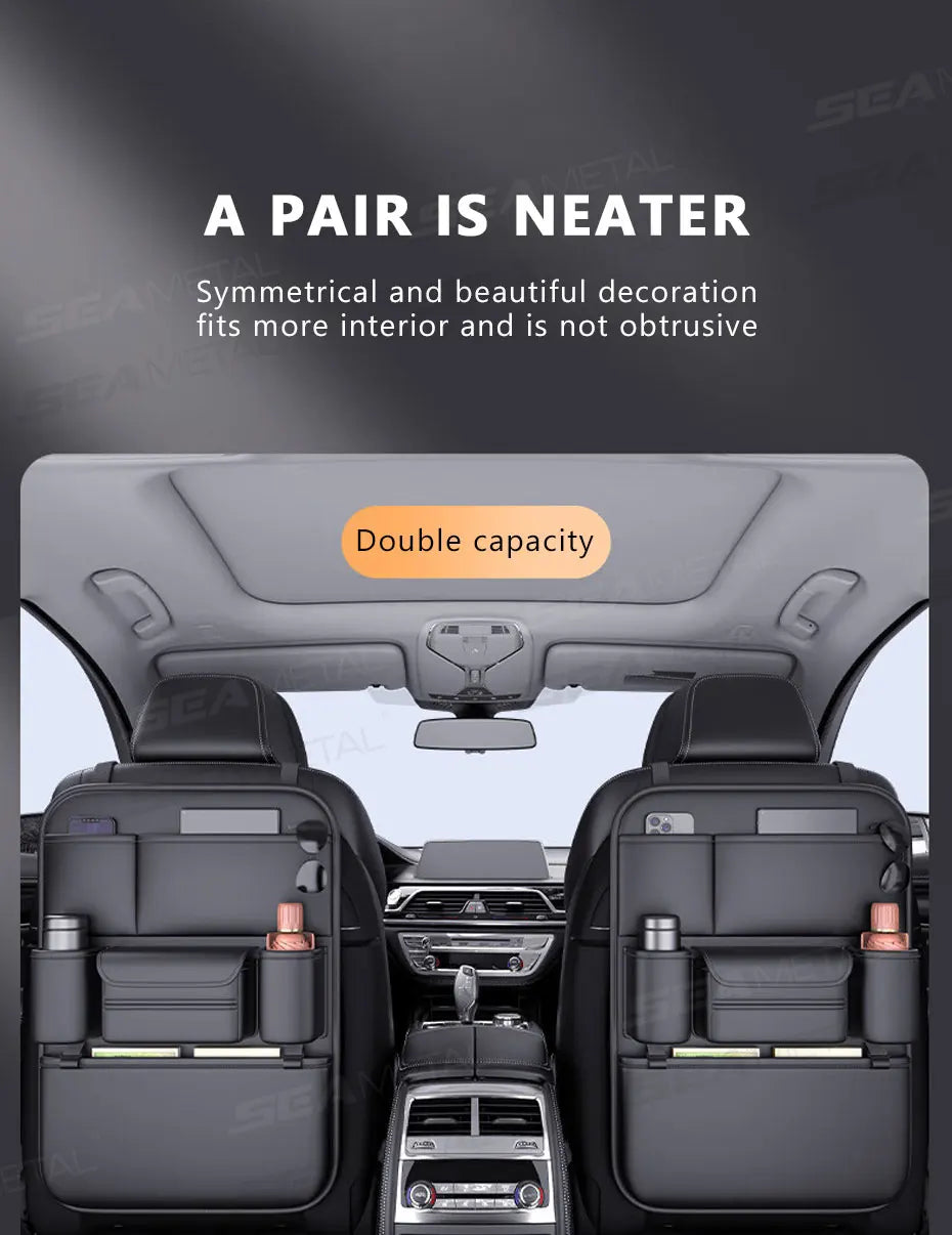 BLALION All in one Car Seat Back Storage Bag Upgraded 5-Pocket Auto Organizer Hanging Bag with Tissue Cup Holder Anti Kick Pad