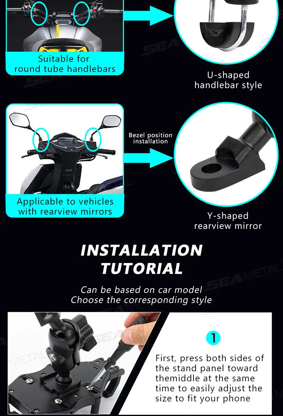 BLALION Motorcycle Riding Shock Absorption Mobile Phone Bracket Eight Claw Fixed Bracket for 4.7-7.1 inch Smartphone Shockproof
