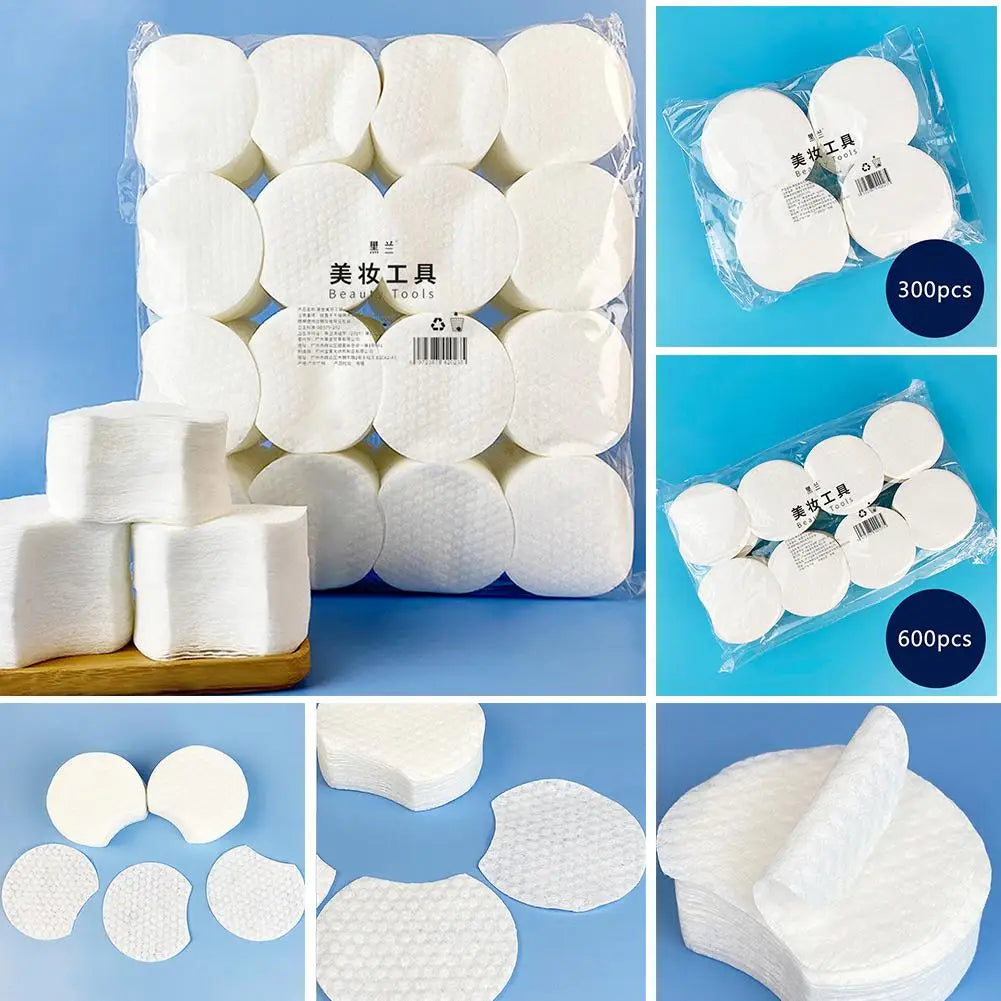 300/600PCS Facial Puff Cotton Pads Disposable Makeup Accessories Oval Cleaning Wipes Clean Skin Care Wash Pads