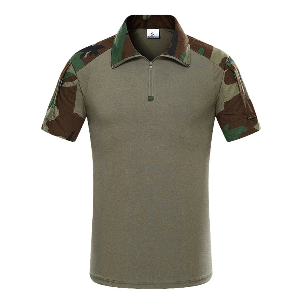 Tactical T-Shirts Mens Outdoor Sport Tee Quick Dry Short Sleeve Shirt Hiking Hunting Combat Men Camo Clothing