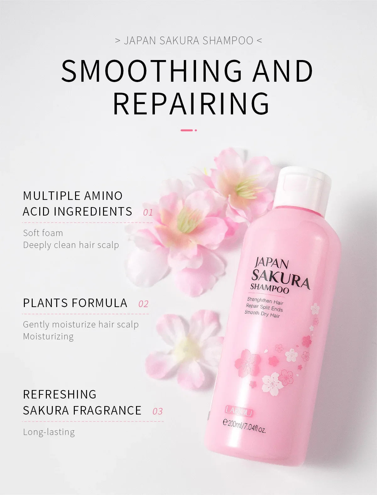 LAIKOU Sakura Shampoo Hair Conditioner Repair Damaged Moisturizing Nourishing Anti Dandruff Oil Control Shampoos Cleansing Care