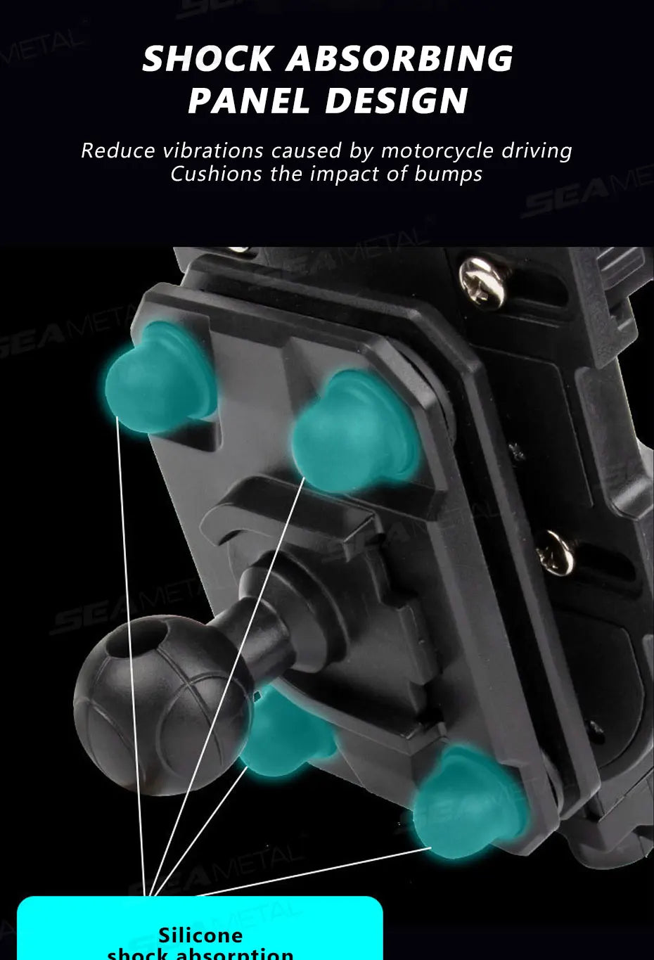 BLALION Motorcycle Riding Shock Absorption Mobile Phone Bracket Eight Claw Fixed Bracket for 4.7-7.1 inch Smartphone Shockproof