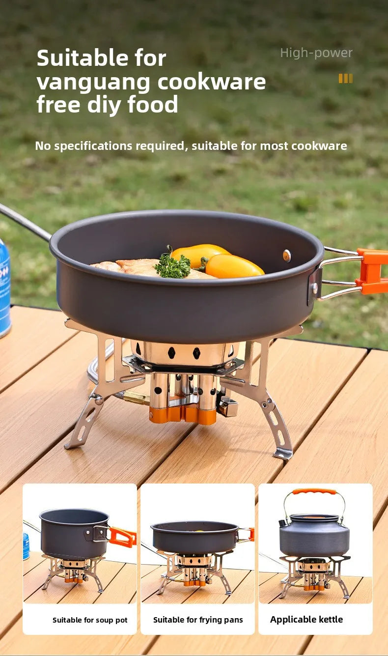 Outdoor three-head stove camping portable folding cassette stove mini gas camping windproof fierce fire stove