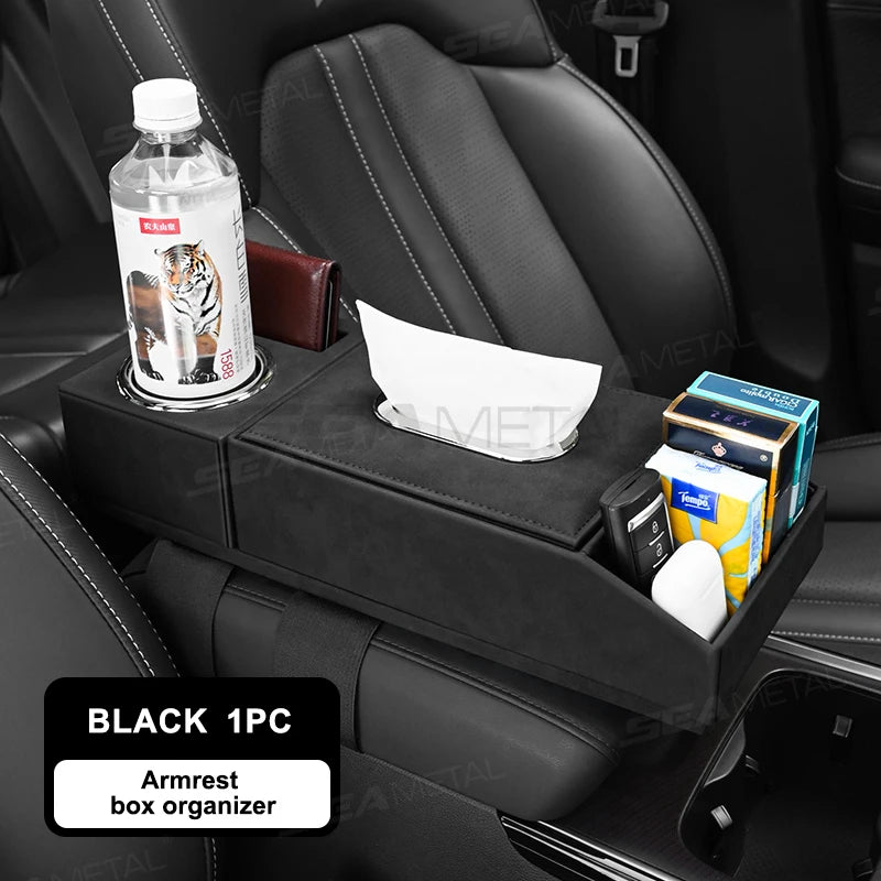 BLALION Car Armrest Mat Height Increase Pad Car Tissue Storage Box Cup Holder Armrest Protect Cushion Elbow Support Arm Cover