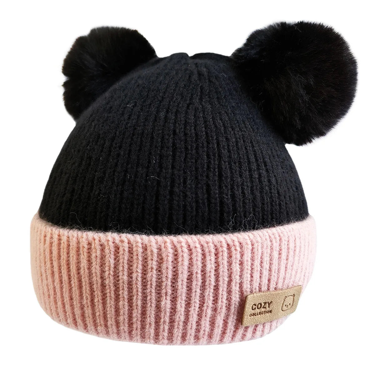Cozy Winter Baby Hat Soft Cartoon Mouse Head Hat for Girls Boys Pom Pom Ball Hat for Kids Outdoor Warm Newborn Cap Infant Hats