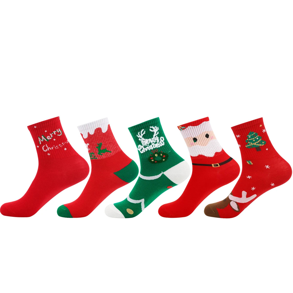 5 Pairs Cartoon Christmas Socks Merry Christmas Gifts Xmas Happy New Year Supplies Snowman Elk Socks Women