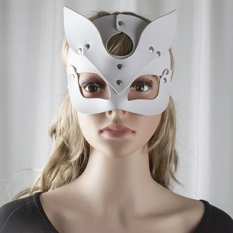 Women Sexy Mask Half Eyes Fox Cosplay Face Cat Faux Leather Masks Halloween Party Erotic Masquerade Adult Sex Toys Accessories