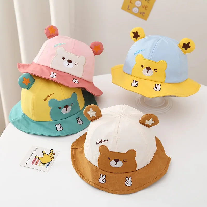 Baby Boy Sun Hat Kids Summer Fisherman's Hat Baby Girls Sun Cap Cute Bear Cartoon Frog Children Bucket Hat