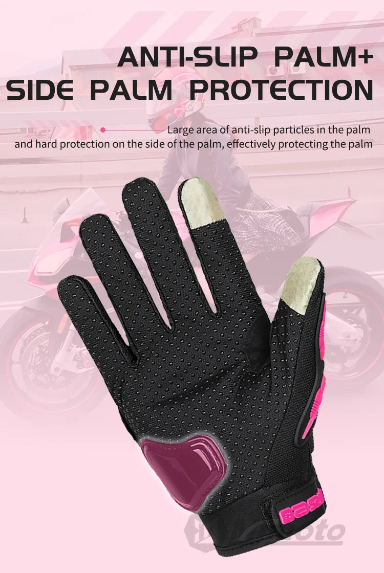 Summer Lady Pink Motorcycle Gloves Women Breathable Motorbike Riding Gloves Anti-fall Touch Function Motocross Moto Biker Gloves