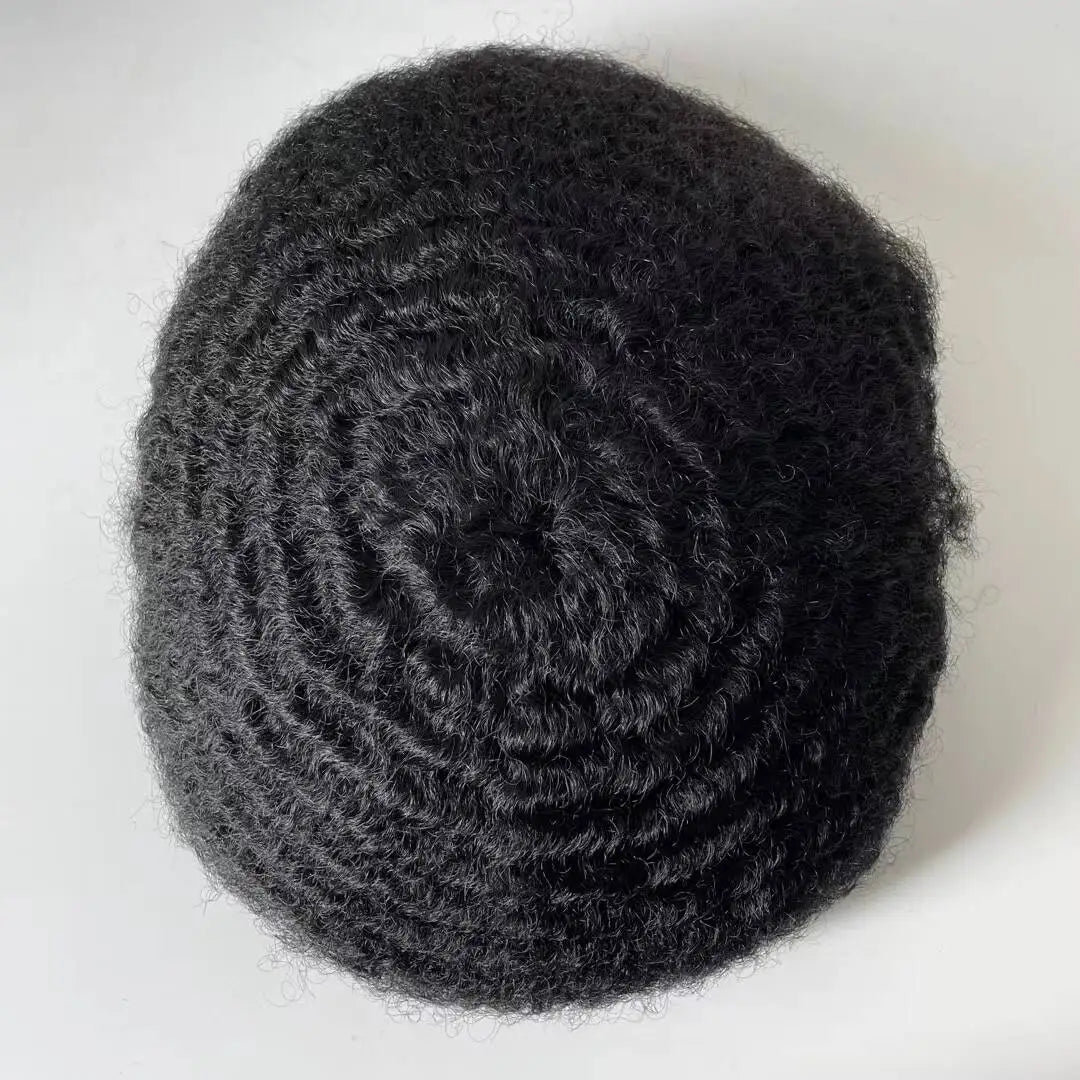 NLW 8mm Afro Curl Men Toupee 10*8 Hair replacement system for Men Full Lace Hair pieces Hair prosthesis Hair units base