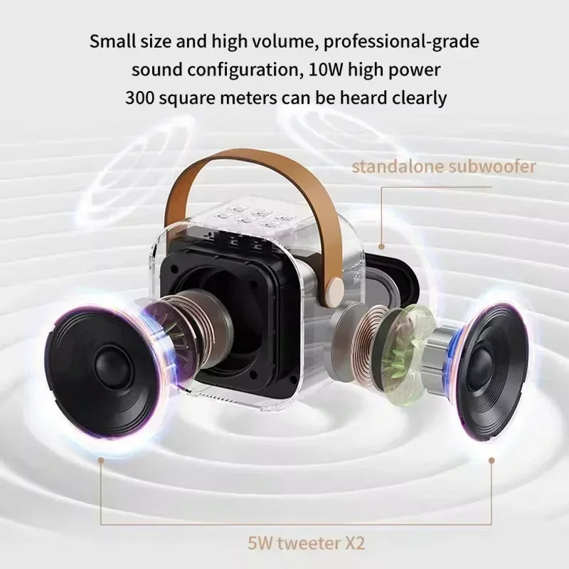 Bluetooth Speaker K12 Portable Karaoke Machine 5.3 PA System With 2 Wireless Microphones Home Family Singing Children's Gifts