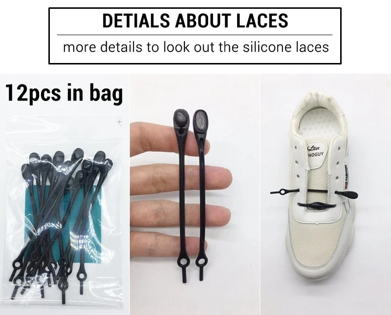 Portable Round Elastic No Tie Shoelace Silicone Laces For Men Women All Sneakers Fit Strap Shoe Lace