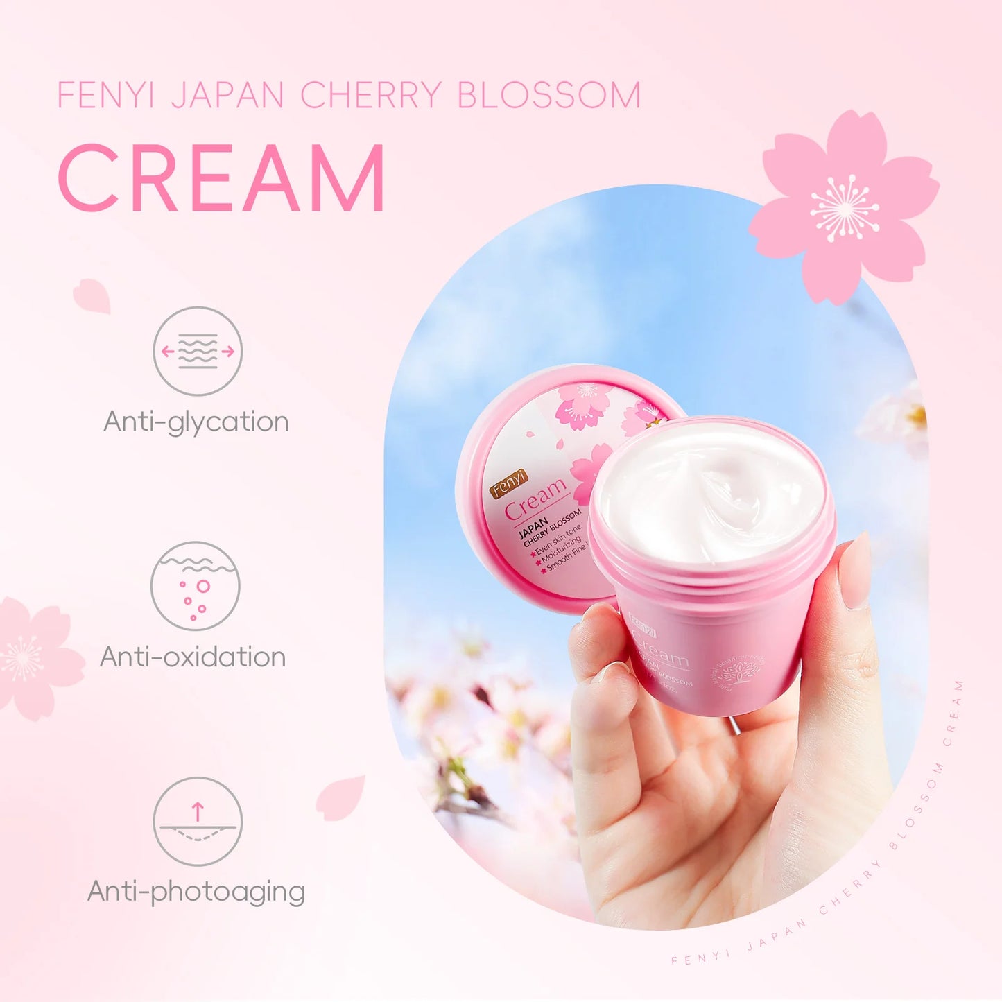 Cherry Face Cream Anti-Aging Cream Moisturizing Anti-Wrinkle Collagen Hyaluronic Acid Cream Skin Care Cosmetics 40g