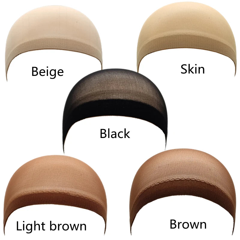 24pcs/Bag Top Stocking Wig Cap Hair Net For Weave Hair Wig Nets Black Brown Stretch Mesh Wig Cap For Making Wigs