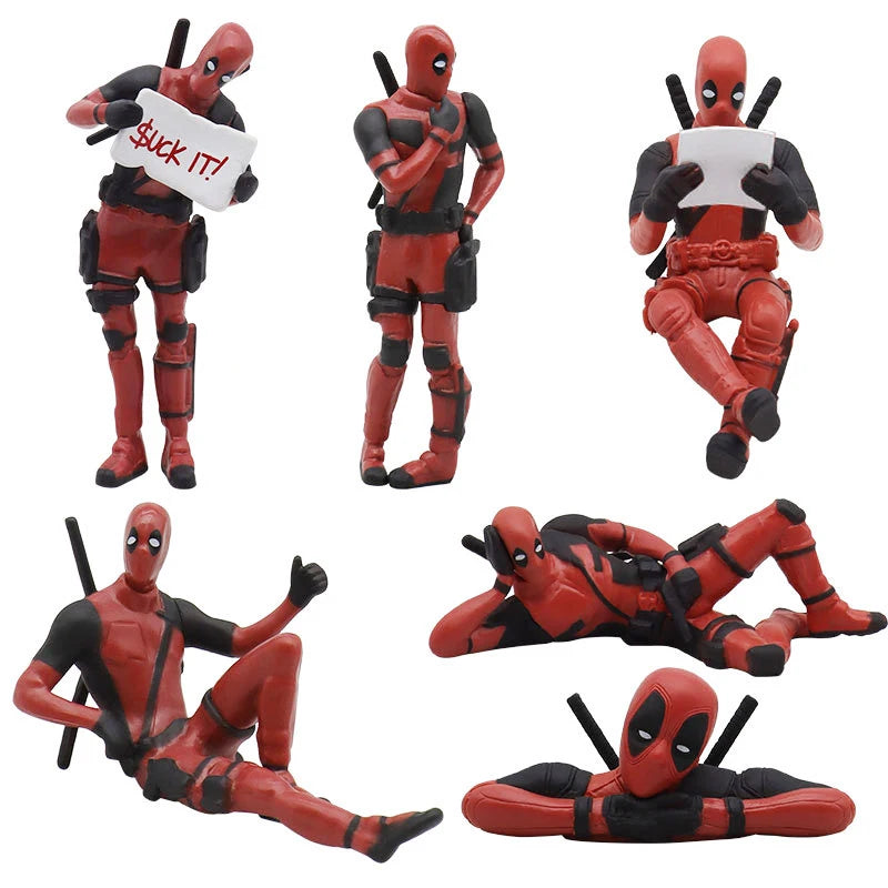 6 Desk Decoration Deadpool Car Home Office Marvel 8cm X-MAN Funny Cute Figure Kids Model Toys