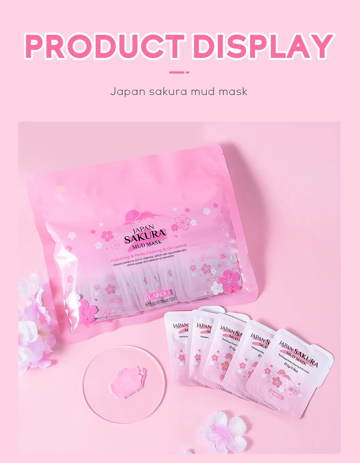 LAIKOU Japan Sakura Solid Mask Deep Cleansing Oil Control Balance Antioxidan Shrink Pores Remove Blackheads Mud Mask 5g