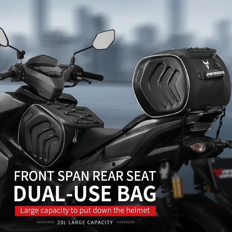 MOTOCENTRIC 20L Waterproof Motorcycle Back Seat Bags Reflective Design Motorbike Touring Tail Bag Moto Rear Seat Bags Saddlebags