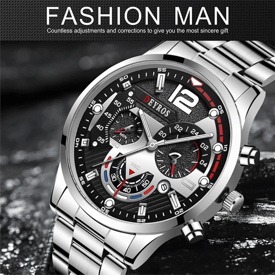 Men Luxury Watches Male Gold Bracelet Stainless Steel Quartz Calendar Watch Business Luminous Clock