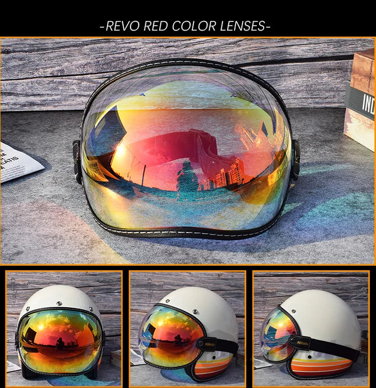 Universal Sun Visors For Motorcycle Helmet Open Face 3/4 Helmet Bubble Visor Anti-UV Motorbike Glasses Windproof Motocross Lens