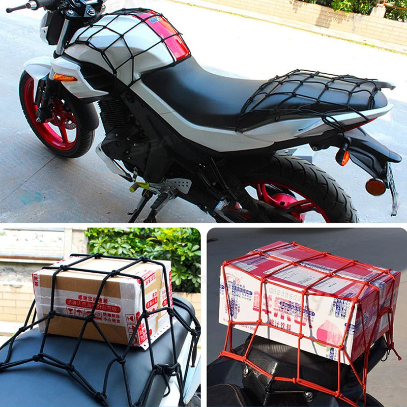 BLALION Motorcycle Luggage Net Bike 6 Hooks Hold Down Fuel Tank Luggage Mesh Web Styling High Quality Moto Adjustable Cargo Net
