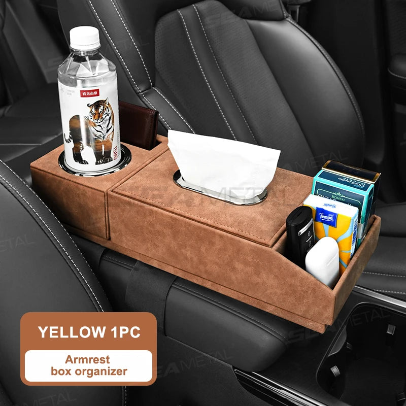 BLALION Car Armrest Mat Height Increase Pad Car Tissue Storage Box Cup Holder Armrest Protect Cushion Elbow Support Arm Cover