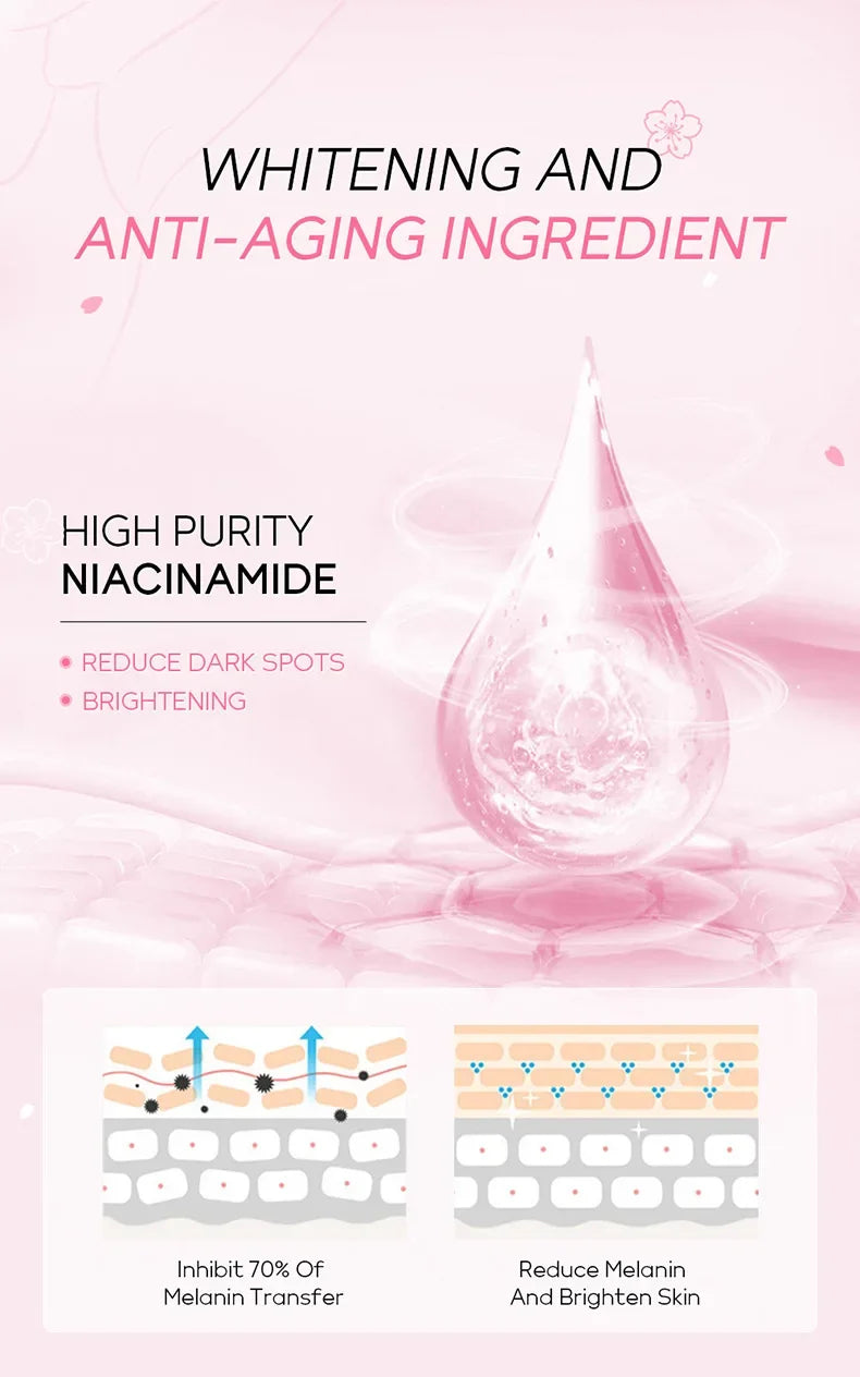 Laikou Sakura Body Whitening Lotion Dark Spot Remover For Underarms Knees Elbows Melanin Bleaching Lightening Cream 30g