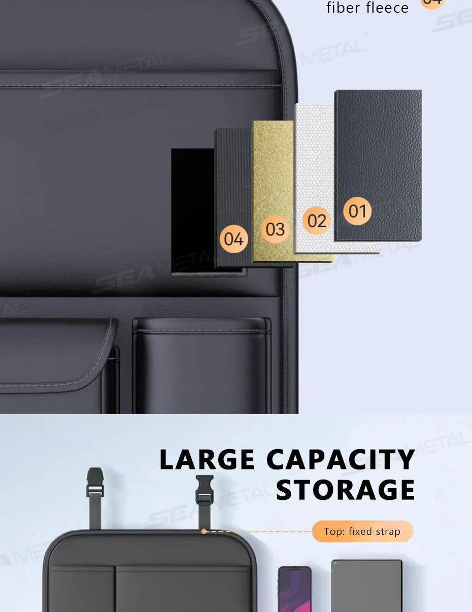 BLALION All in one Car Seat Back Storage Bag Upgraded 5-Pocket Auto Organizer Hanging Bag with Tissue Cup Holder Anti Kick Pad