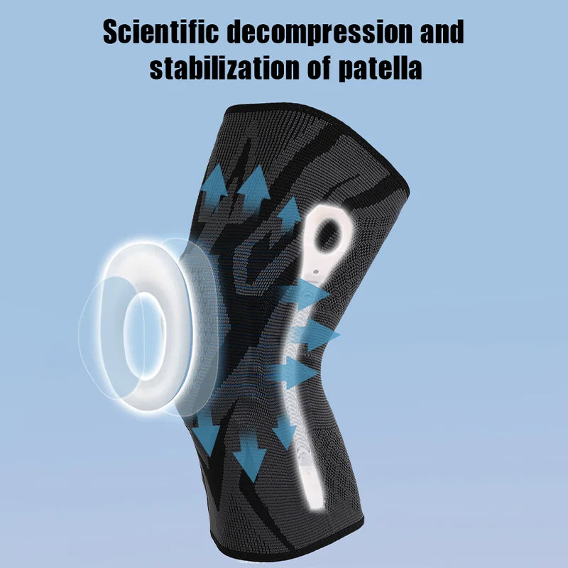 1 Piece Knee Brace Silicone Pads Spring Support High Elastic Breathable Knee Sleeves Protect Meniscus Basketball Sports Guard