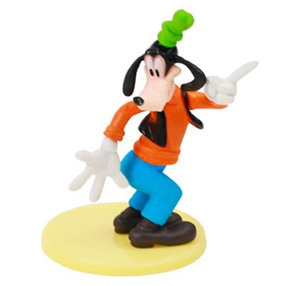 6Pcs/Set Disney Cartoon Action Figure Doll Anime Mickey Mouse Minnie Donald Character Model Toy Car Decoration Kids Xmas Gifts