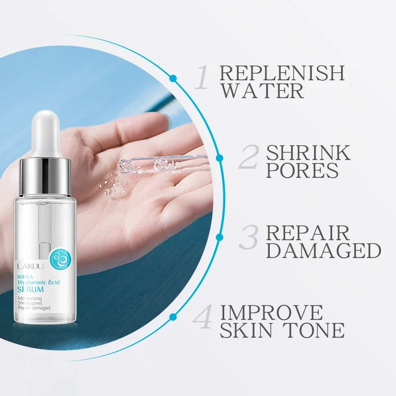 LAIKOU Hyaluronic Acid Face Serum Anti Aging Facial Lifting Collagen Essence Skin Care Whitening Serum 17ml