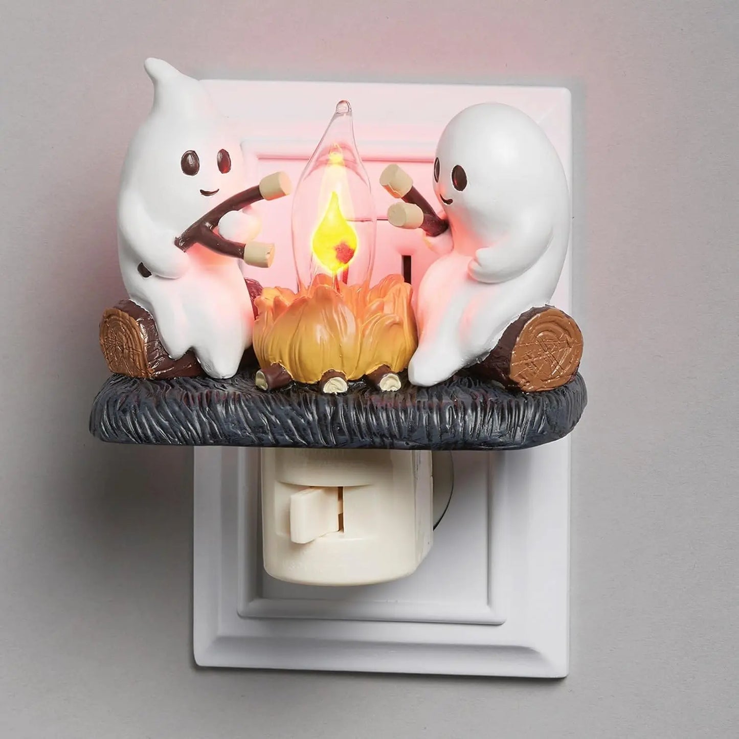 New Fashionable Ghost Campfire Nightlight Ghost Campfire Flickering Plug In Night Light Halloween Ghost Pumpkin Night Light