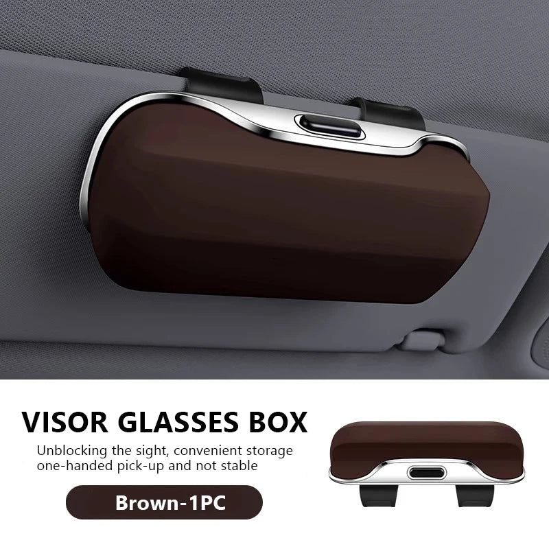 BLALION Car Glasses Box Portable Press Switch Sunglasses Holder Stable Shock-proof Driving Glasses Holder Eyeglass Storage Case