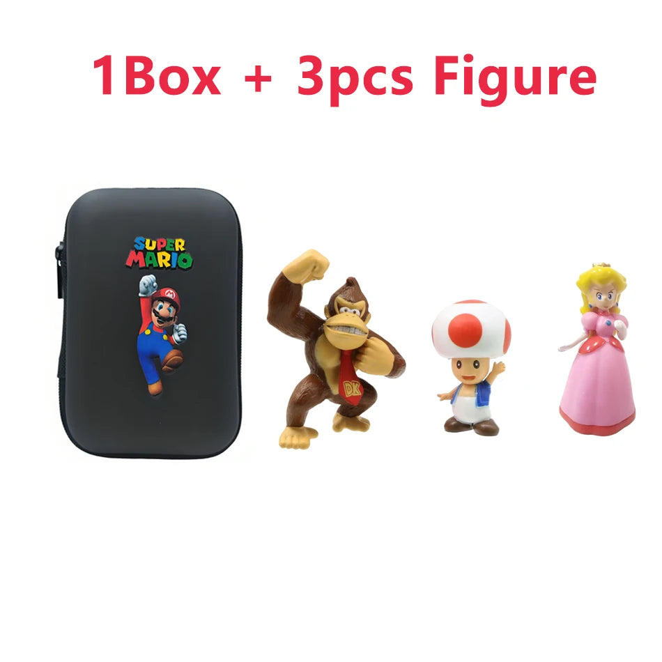 Set 3pcs/Bag Super Mario Bros 4-7cm PVC Action Figure Toys Model Set Luigi Yoshi Donkey Kong Mushroom for kids birthday gift