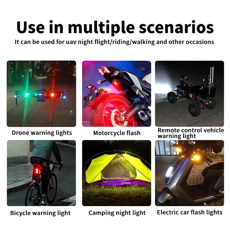 BLALION Motorcycle Light Drone Strobe Light 7Color Mini USB LED Anti-Collision Bike Aircraft Night Flashing Warning Signal Light