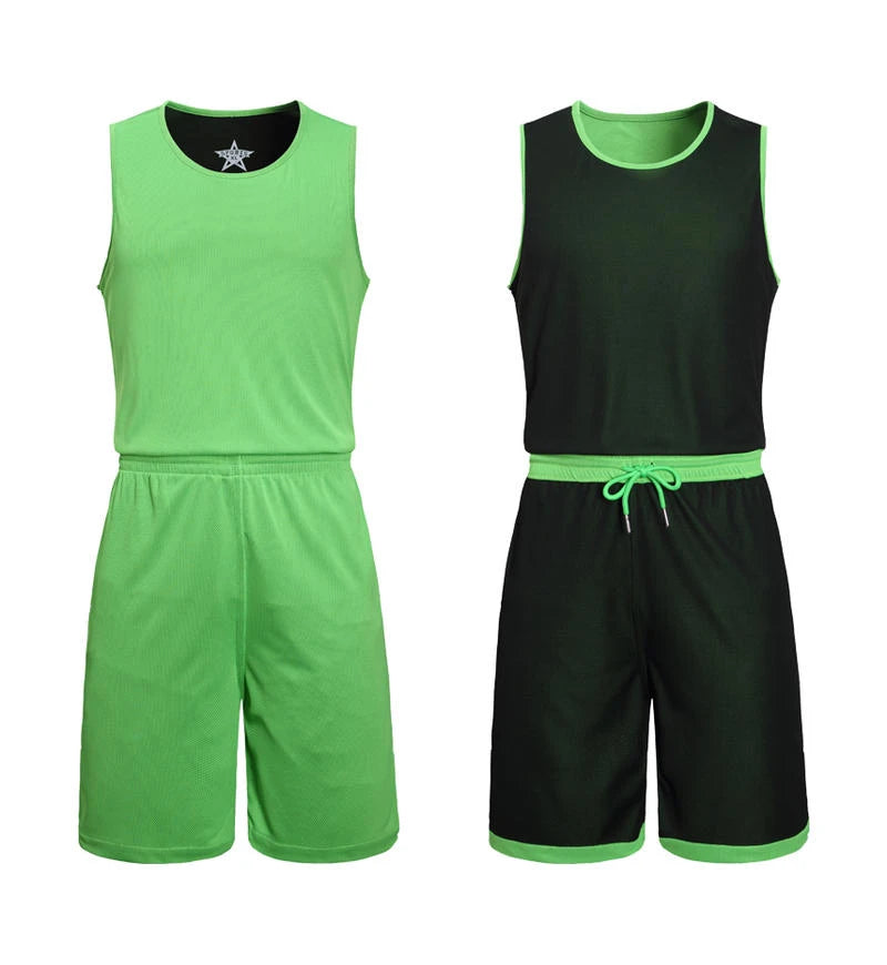 NASA GISS Double sided Basketball Suit Ice Silk Sports Set Men's Summer Quick Drying Men's Running and Fitness Sleeveless T-shir