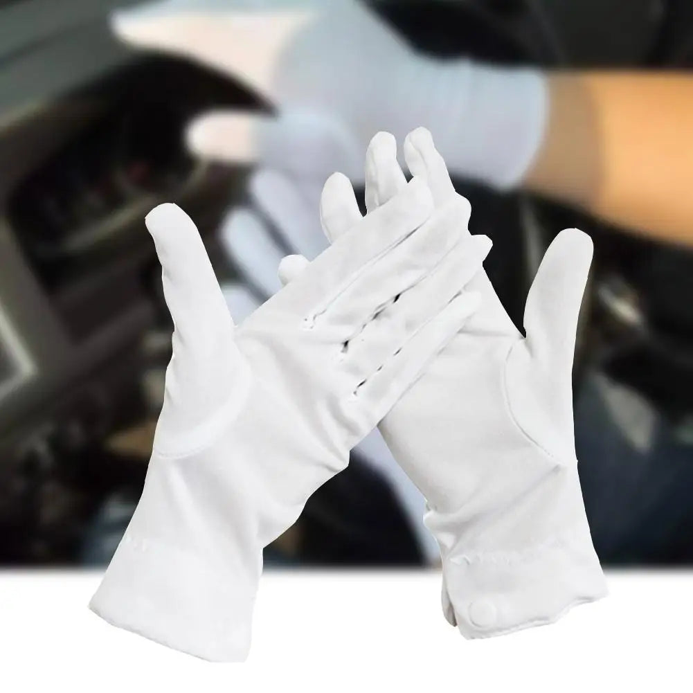 Fashion Design 1 Pair White Dress Gloves White Honor Guard Parade Santa Lady Men Check Hot Sale Solid Color Dress Gloves