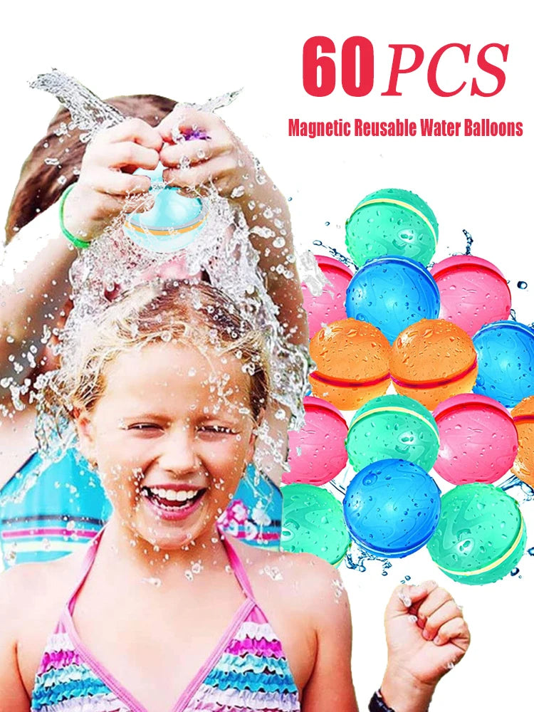 Swimming Pool Magnetic Reusable Water Balloons Refillable Water Balloon Quick Fill Self Sealing Water Bomb Splash Balls for Kids