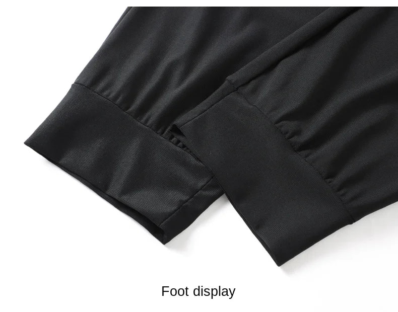 Summer Spring Men's Waist Drawstring Quick Dry High Stretch Solid Color Sports Training Outdoor Long Pants With Zipper Pockets