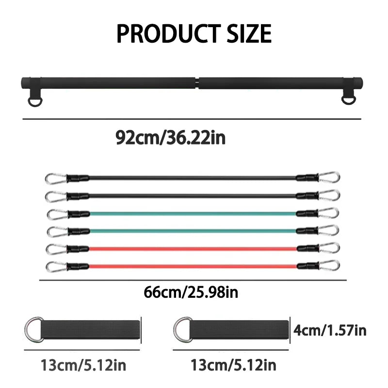 Resistance Band Portable Pilates Stick For Home Fitness, Full Body Exercise, Chest Expansion, Back Training, And Body Stretching
