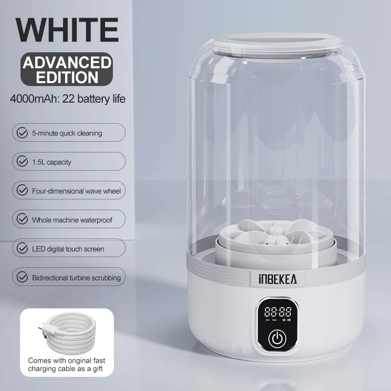Mini Wireless Portable Washing Machine Underwear Cleaner Socks Washing Machine 1.5L Rechargeable Smart Portable Laundry Cup