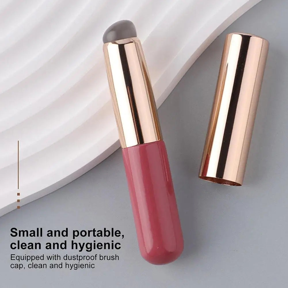 Upgrade Silicone Lip Brush Portable Round Head Lip Brush Professional Mini Concealer Smudge Brush With Cover Makeup Brush