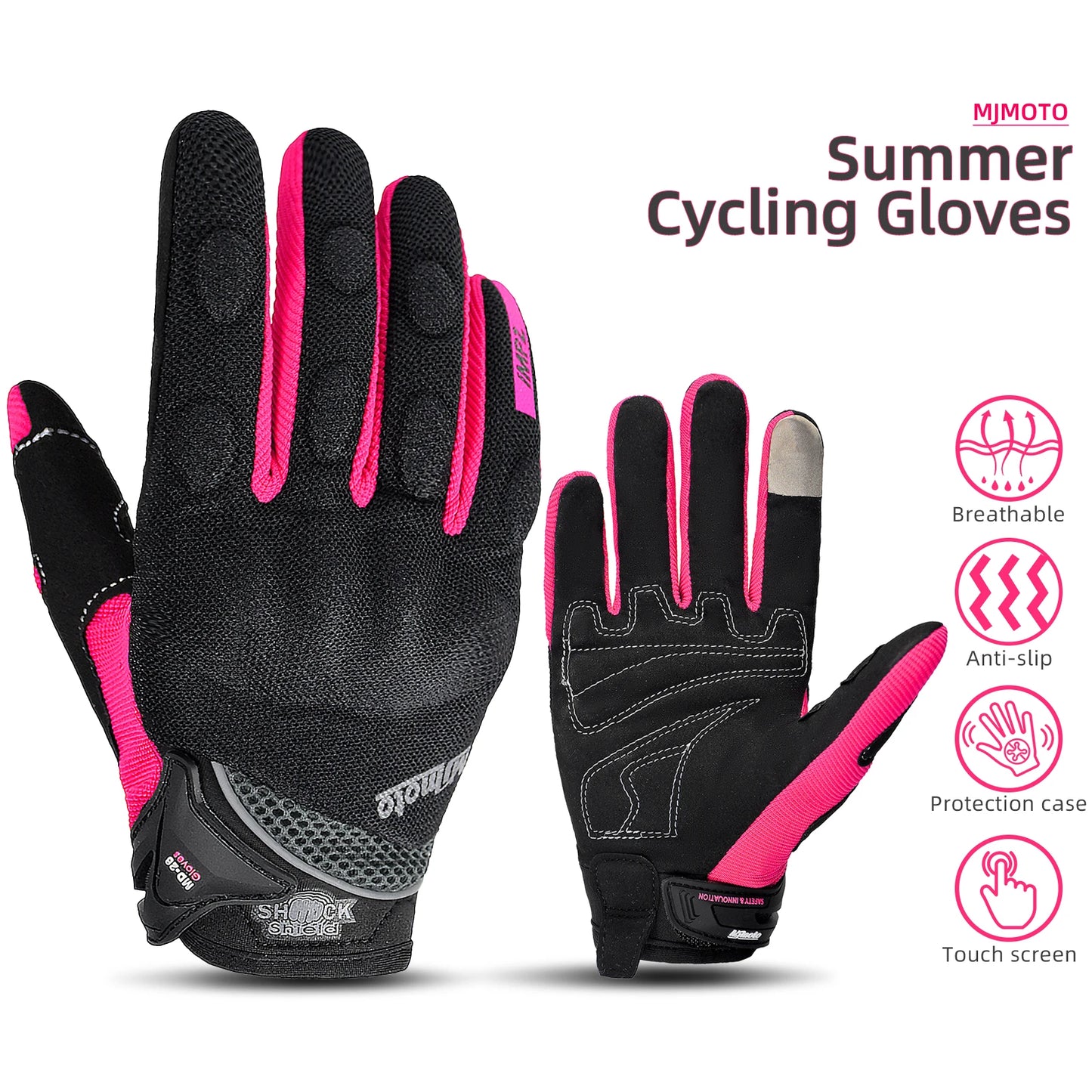 MJMOTO Women Pink Motorcycle Gloves Summer Lady Breathable Motocross Motorbike Gloves Moto Bicycle Cycling Gloves For Female